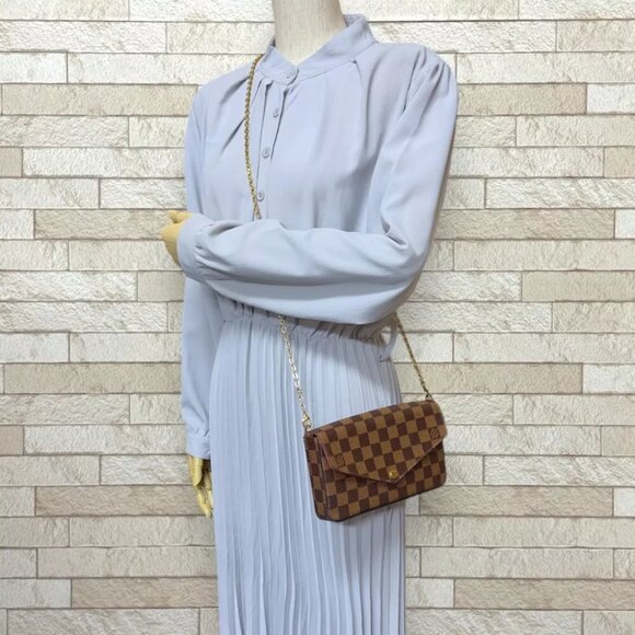 LOUIS VUITTON Shoulder Bag N40492 Damier canvas Chain Damier Pochette ferry used - Picture 2 of 10